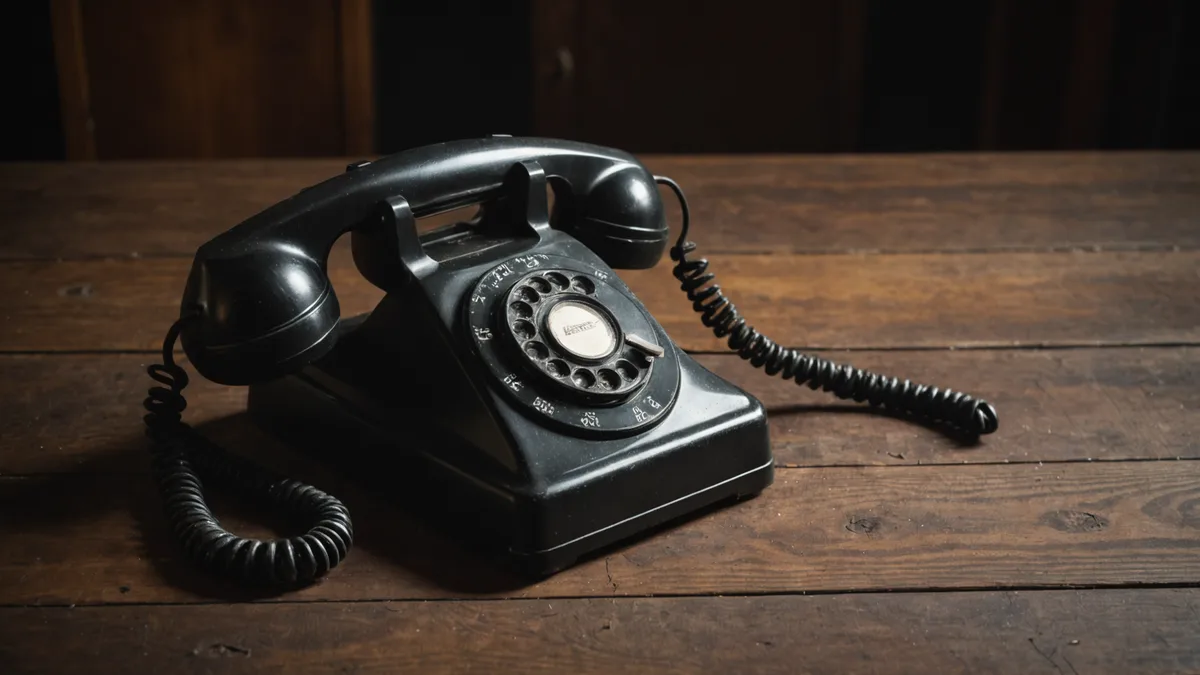 Retro restaurant phone on counter representing missed call concept